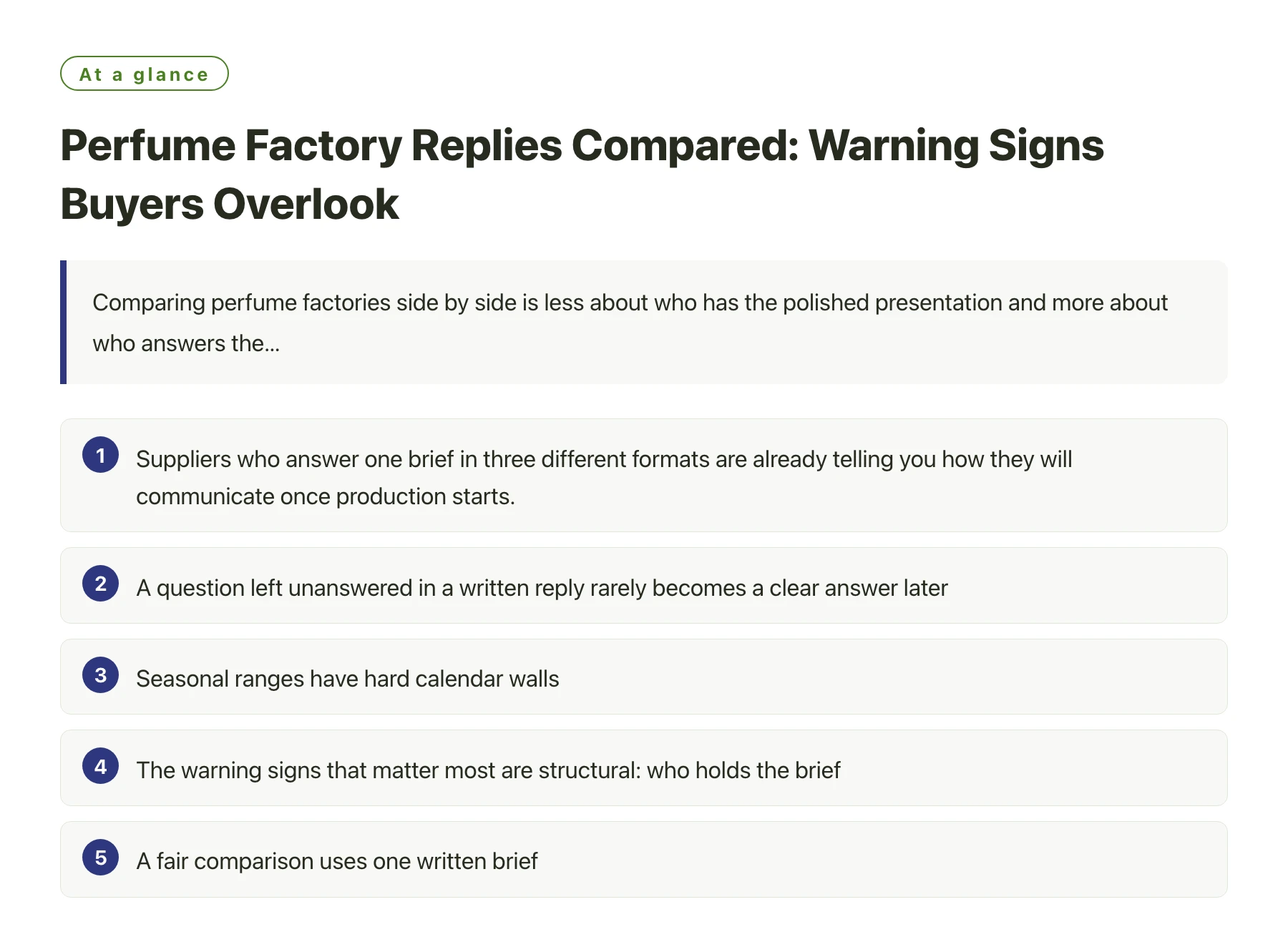 Perfume Factory Replies Compared: Warning Signs Buyers Overlook——全文要点速览